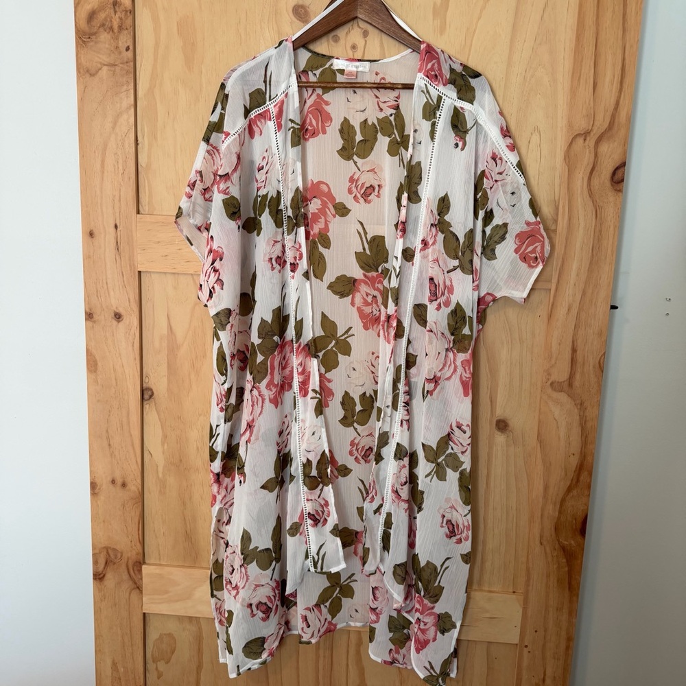 Band of Gypsies Floral Open-Front Kimono XS/S